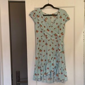 J. Crew Mercantile Womens Size 2 Dress Faux Wrap Mini Blue Rose Print J4413